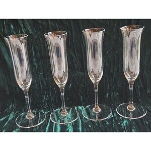 4 Ravenscroft Crystal Grappa Cordial Stemmed Flute Glasses Signed Exc Lot Set